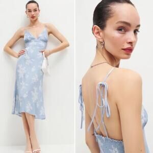 Reformation Talita Midi Dress in Bijou Light Blue Print - Size 12